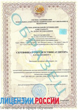 Образец сертификата соответствия аудитора №ST.RU.EXP.00005397-3 Надым Сертификат ISO/TS 16949